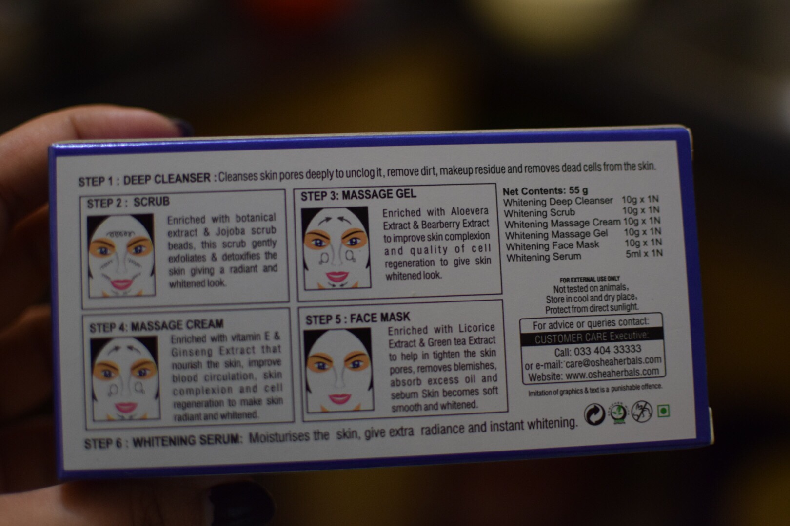 Oshea Herbals Whitening Facial Kit Review